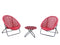 3 Piece Round Rattan Folding Bistro Set - Chilli Red