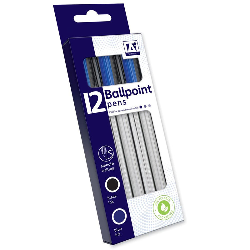 Ball Point Pens 12pk - Black & Blue