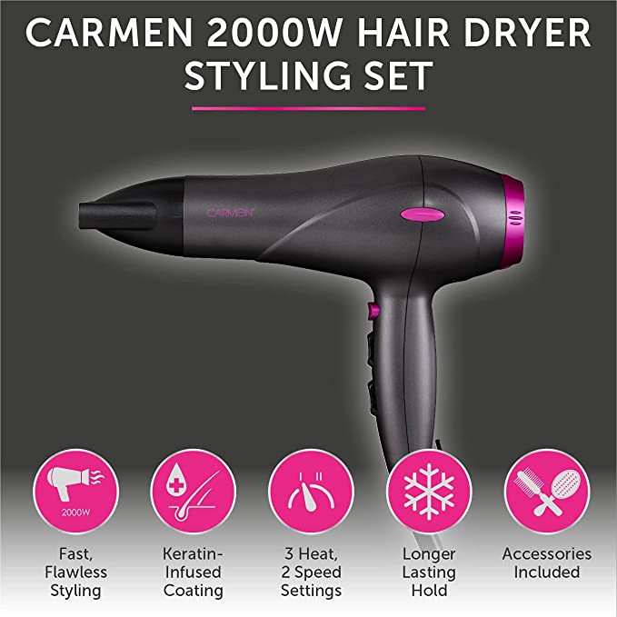 Carmen Neon Hair Dryer Gift Set