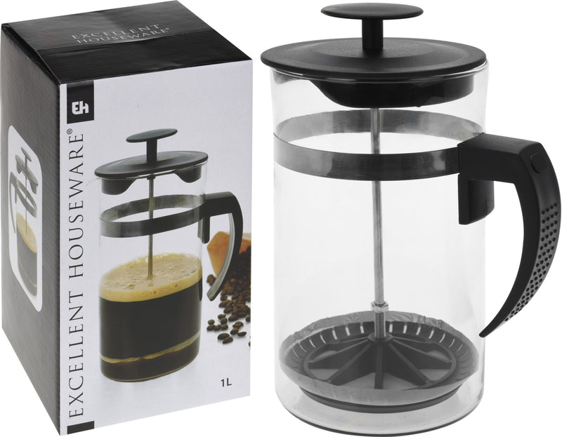 French Press Cafetiere Glass 1L