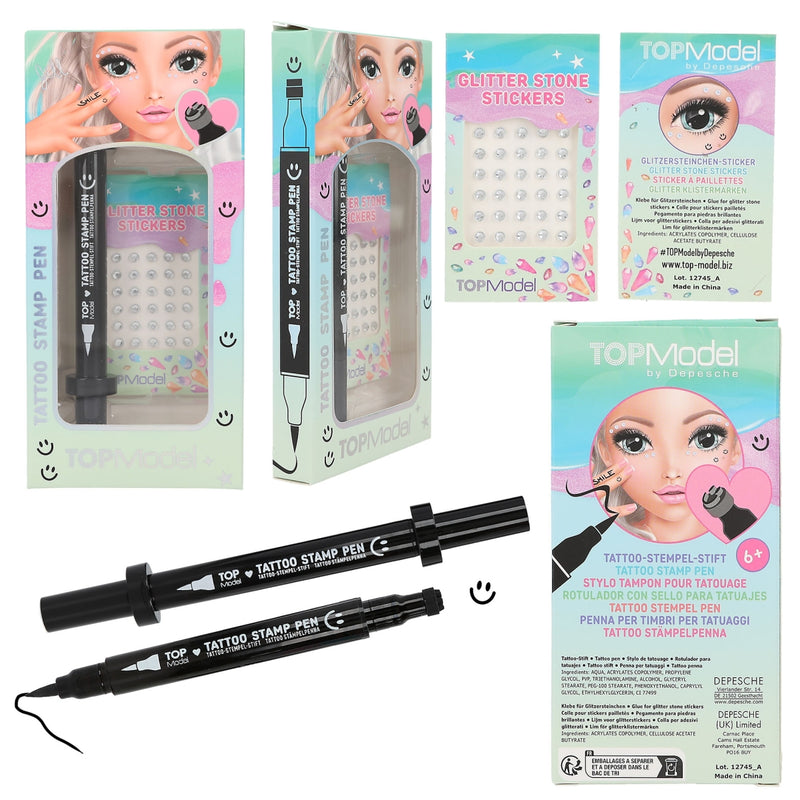 Top Model Tattoo Pen With Glitter Stones