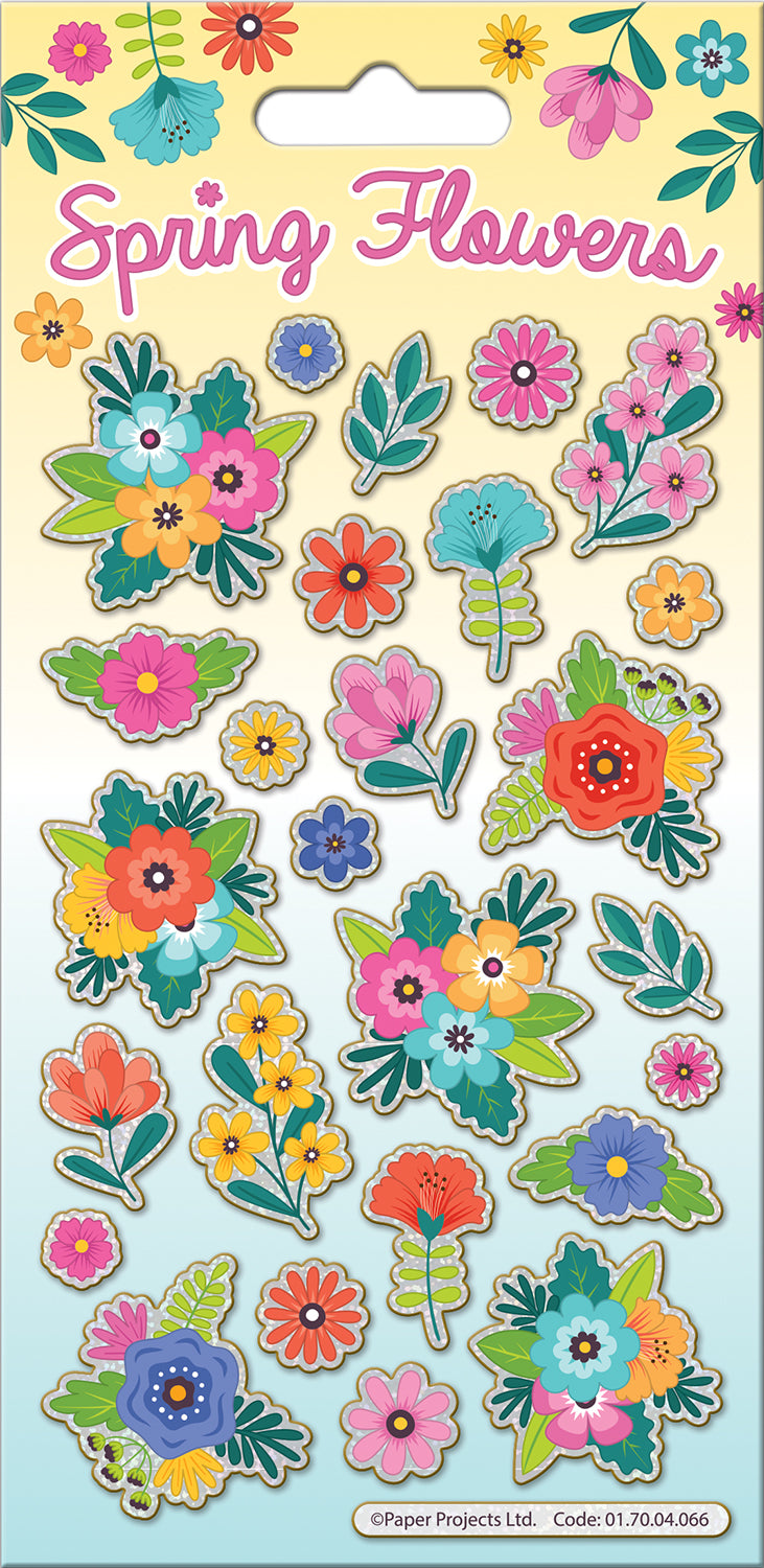 Springtime Flower Sticker Sparkle Sticker Sheet - Spring Flowers – JAC Stores IOM