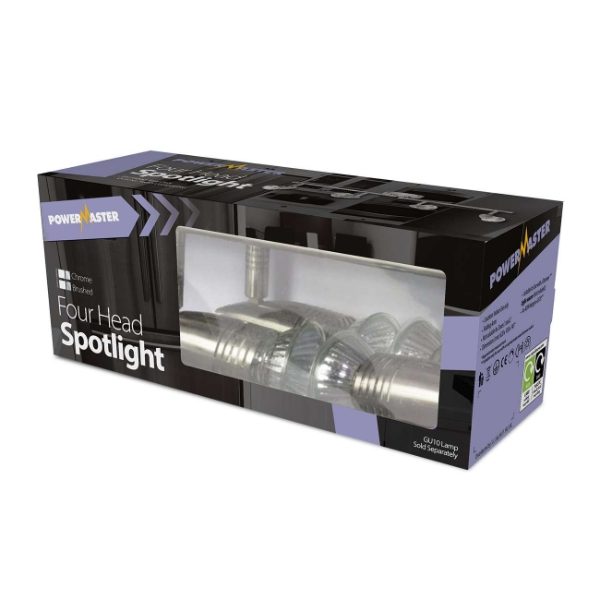 Indoor 4 Spotlight Bar - Brushed Chrome