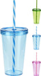 Plastic Drinking Cup With Straw 660ml