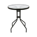 Round Glass Top Garden Table - Black