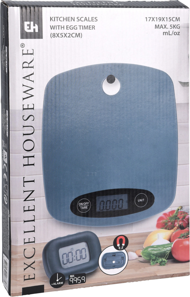Digital Glass Kitchen Scales with Timer