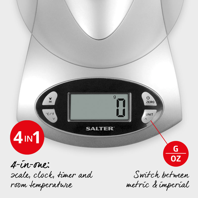 Salter Digital Kitchen Scales With Bowl - Silver