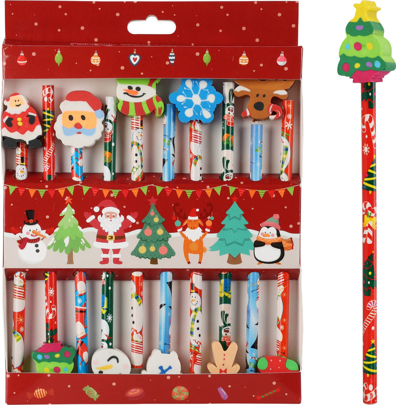 Christmas Pencils With Eraser 10pk