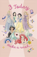 Age 3 Birthday Card Princess Make a Wish