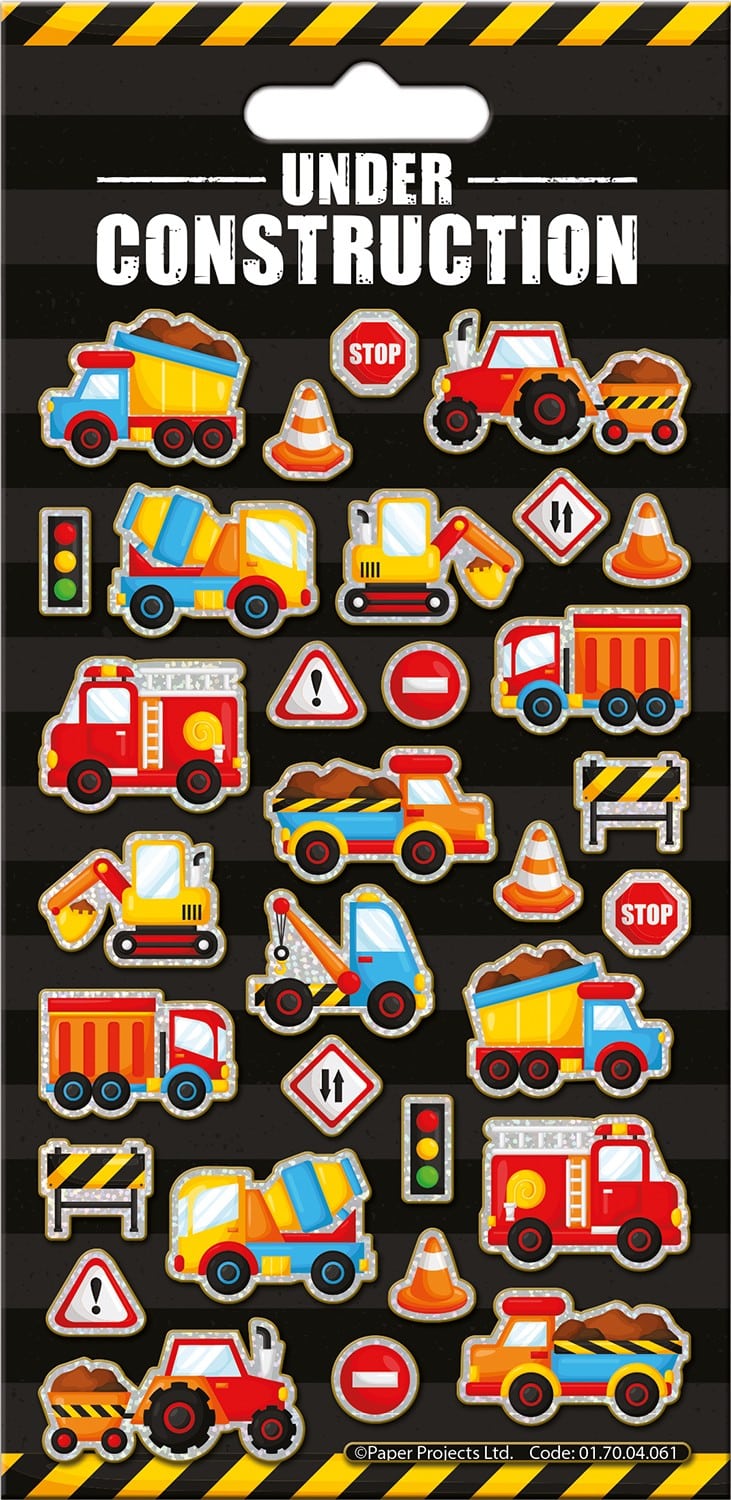 Construction Sticker Color Sparkle Sticker Sheet - Under Construction – JAC Stores IOM