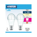 GLS LED Light Bulb 15W Pearl Bayonet Cap Cool White 2pk