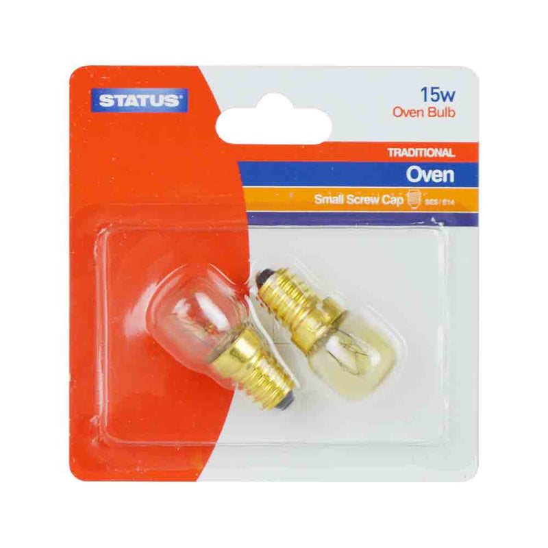 Traditional Oven Bulb 15W Small Screw Cap Clear 2 Pack