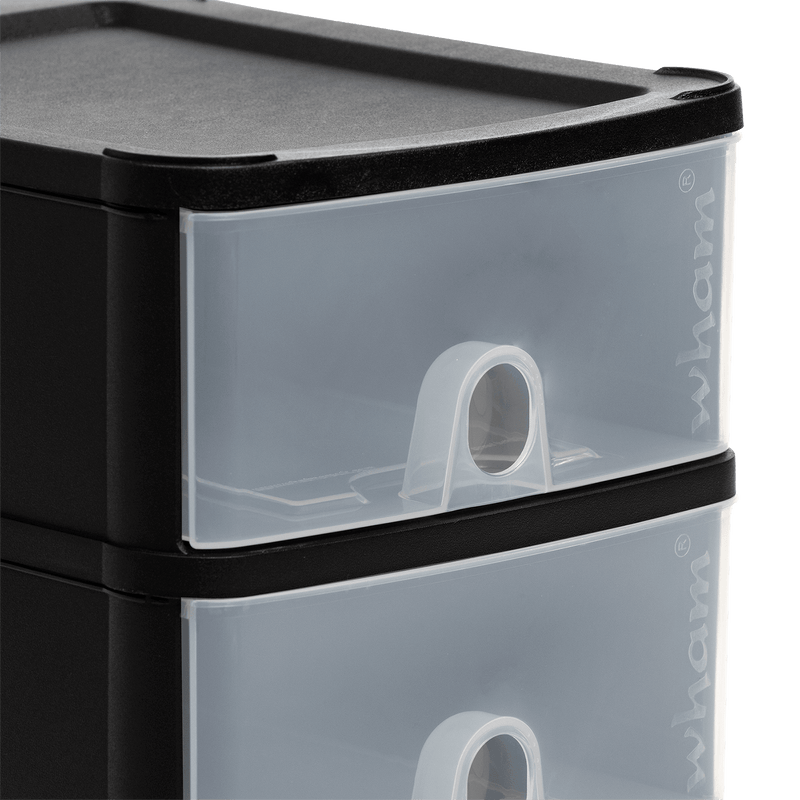 Handy 3 Drawer Tower - Black/Clear