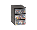 Handy 3 Drawer Tower - Black/Clear