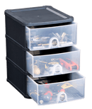 Handy 3 Drawer Tower - Black/Clear