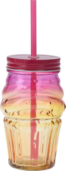 Ombre Drinking Glass With Straw Assorted