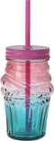 Ombre Drinking Glass With Straw Assorted