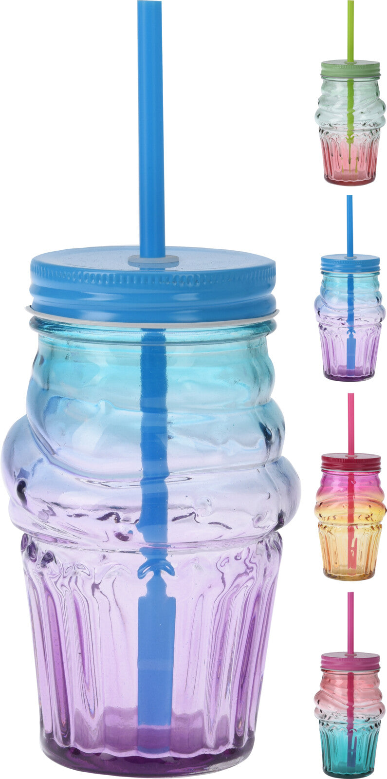 Ombre Drinking Glass With Straw Assorted