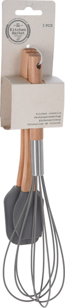 Kitchen Tool Set - Silicone with Beach Handle 3pce