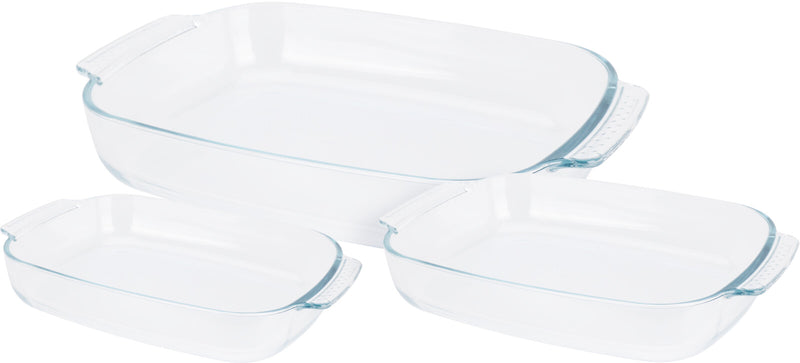 Glass Rectangular Roasting Dish 3 Piece