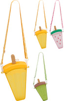 Drinking Cup & Straw With Strap Assorted