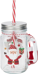 Christmas Drinking Jar With Straw