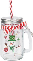 Christmas Drinking Jar With Straw
