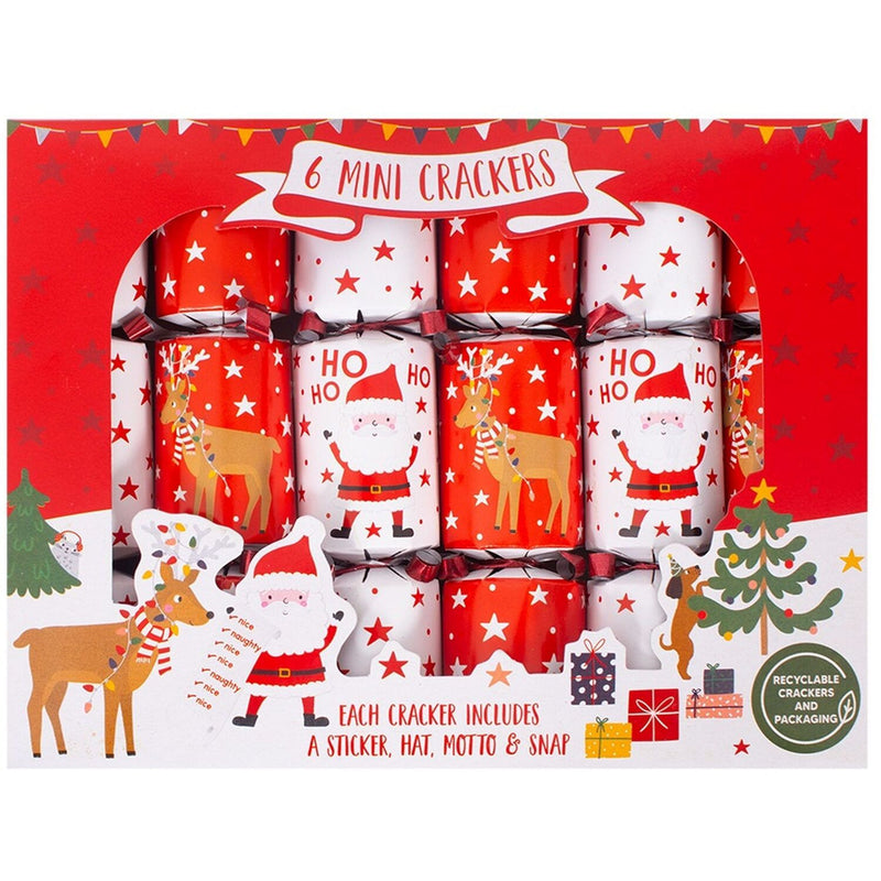 Mini Santa & Reindeer Christmas Cracker 6pk