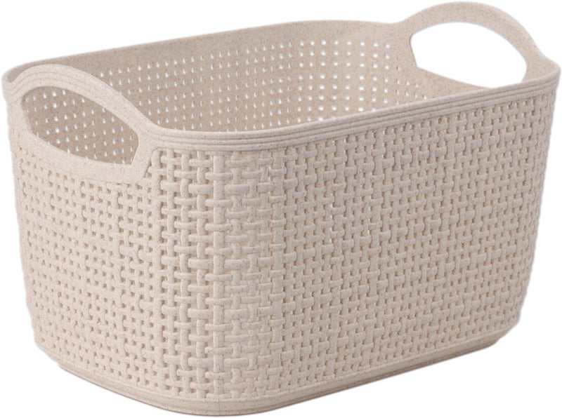 Cream Knit Effect Storage Basket - Small