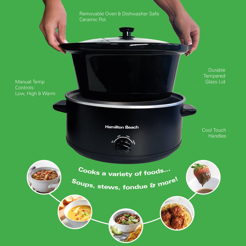 Hamilton Beach 6.5L Black Slow Cooker