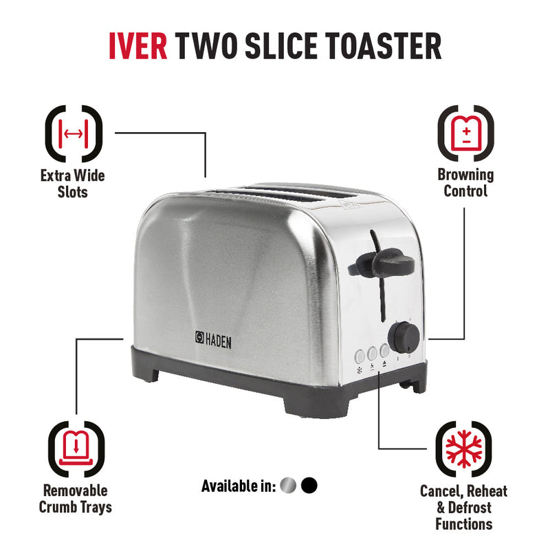 Haden Iver Stainless Steel 2 Slice Toaster
