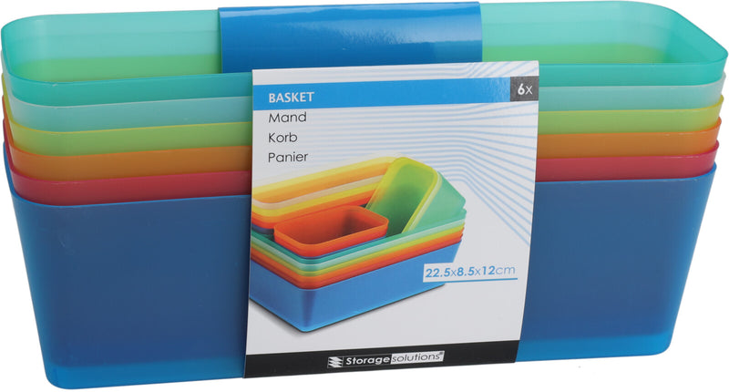 Coloured Storage Baskets 6 Pack - Medium