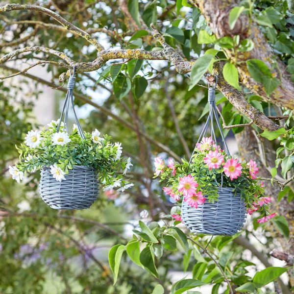 Faux Flower Meadow Basket Bouquet