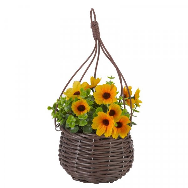 Faux Flower Meadow Basket Bouquet