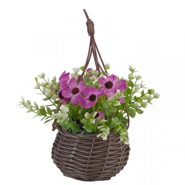 Faux Flower Meadow Basket Bouquet