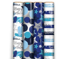 Blue Metallic Gift Wrap 1.5m Assorted