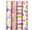 Pink Metallic Gift Wrap 1.5m Assorted