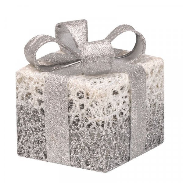 Silver Sparkly Faux Gift Boxes - Set Of 3