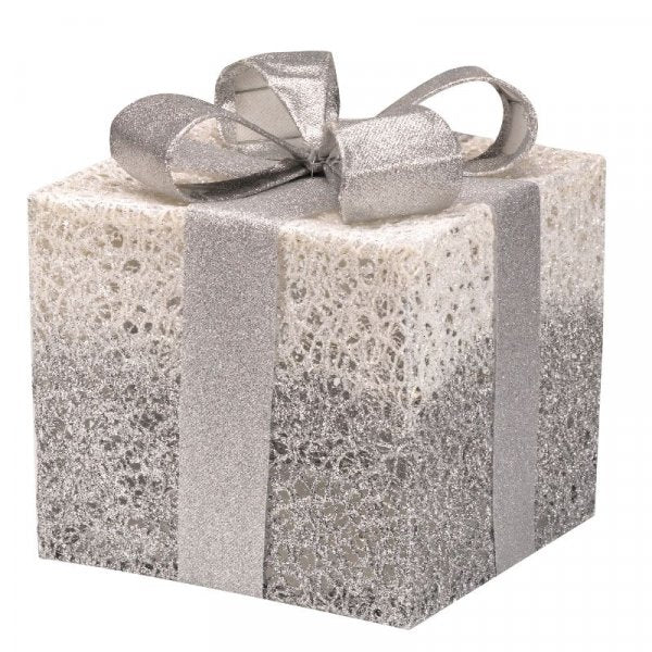 Silver Sparkly Faux Gift Boxes - Set Of 3