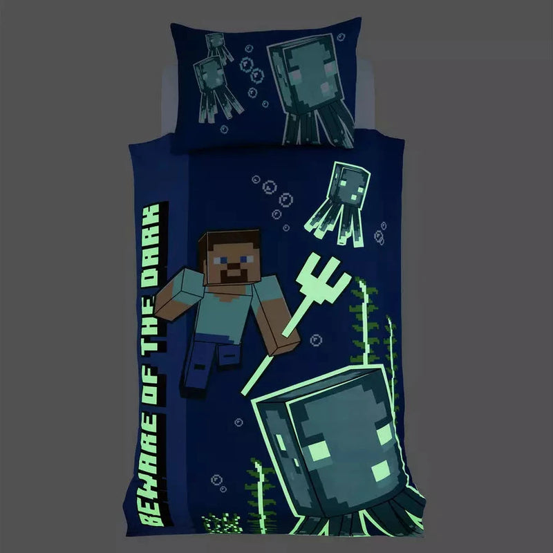 Minecraft Glow In The Dark Single Duvet Set