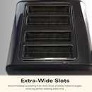 Scandi 4 Slice Toaster Matte Black with Wood Effect