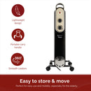 Rediffusion Vintage 9 Fin Oil Filled Radiator 2000W in Black