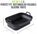 Tower Silicone Air Fryer Rectangular Foldable Trays - 2 Pack
