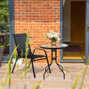 Round Glass Top Garden Table - Black