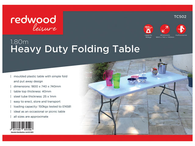 Heavy Duty Folding Table 1.8m