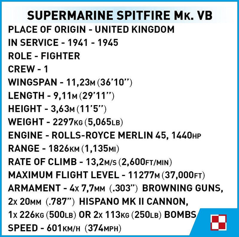 Cobi Supermarine Spitfire Mk.VB Plane