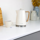 Scandi 1.7L Kettle Matte Cream with Wood Effect