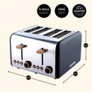 Scandi 4 Slice Toaster Matte Black with Wood Effect