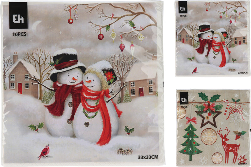 Snowy Napkins 16 Pack Assorted