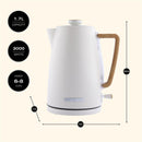 Scandi 1.7L Kettle Matte Cream with Wood Effect